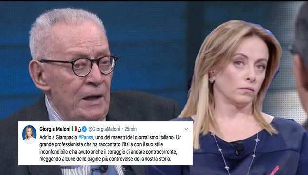 Giorgia Meloni ha detto che Pansa ha riletto le pagine più controverse della nostra storia