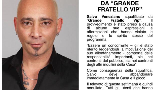 Salvo Veneziano espulso