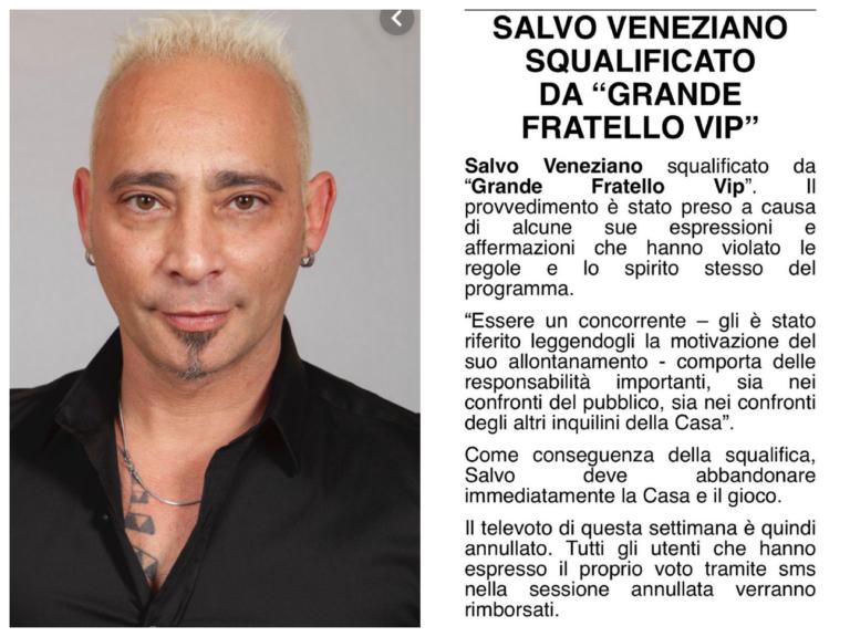 Giustamente, Salvo Veneziano è stato espulso dal GF VIP