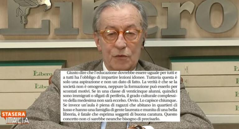 Feltri dice che è un dato di fatto che esistano scuole per ‘borghesi’ e altre per ‘poveracci e immigrati’