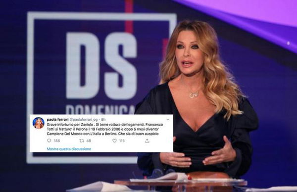 Le critiche a Paola Ferrari per il tweet in cui si augura che l’infortunio di Zaniolo sia di buon auspicio