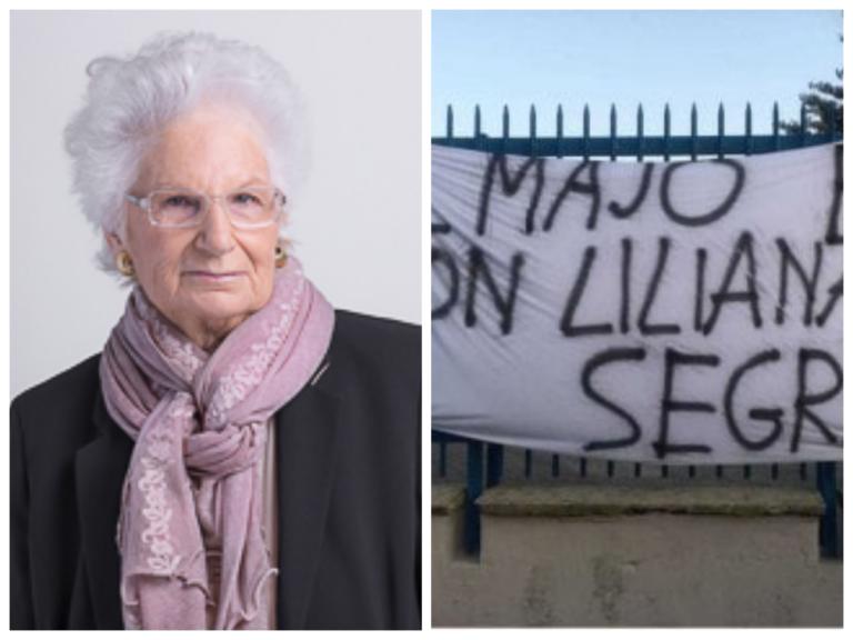 Hanno bruciato uno striscione per Liliana Segre davanti a un liceo di Moncalieri