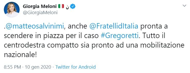Giorgia Meloni pronta a scendere in piazza per difendere Salvini sul caso Gregoretti