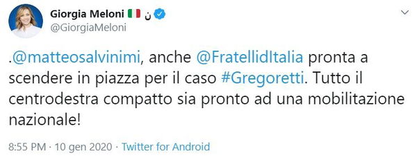 Giorgia Meloni pronta a scendere in piazza per difendere Salvini sul caso Gregoretti