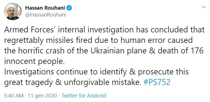 L’Iran ammette di aver abbattuto per errore l’aereo ucraino, ma dà comunque la colpa agli Usa article-post