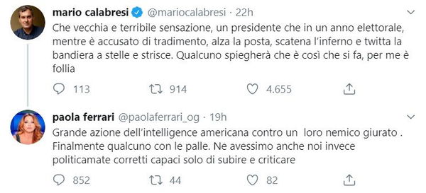 Per Paola Ferrari, l’uccisione di Soleimani è l’azione di un politico con le palle