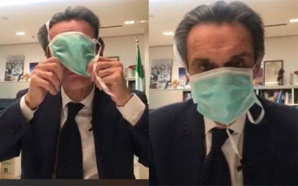 Attilio Fontana dice che quella mascherina «non è sbagliata», ma è «l’unica che ci resta»