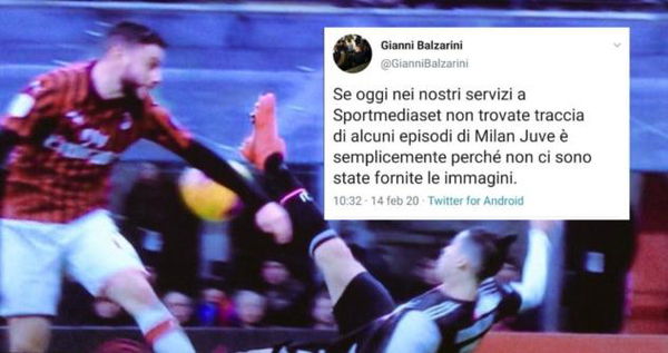 Gianni Balzarini (Mediaset) dice che la Rai non abbia fornito alcune immagini di Milan-Juventus