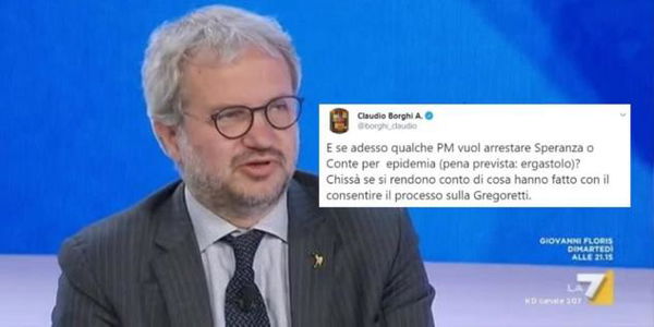 Claudio Borghi vuole denunciare Conte e Speranza per epidemia (e collega questo al caso Gregoretti)
