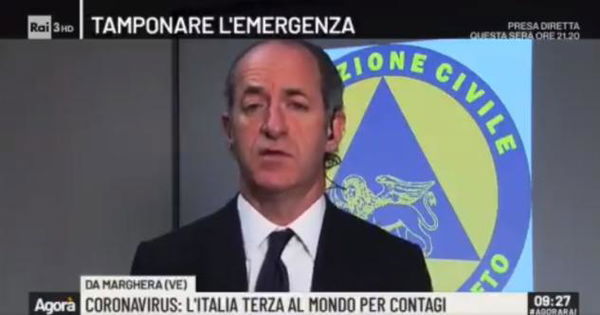 Zaia che dice che loro hanno i casi di coronavirus perché li cercano e si dice sicuro che il virus è ubiquo | VIDEO