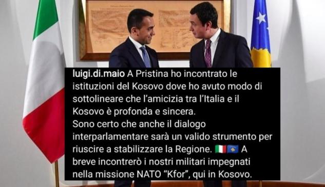 Il post Instagram di Luigi Di Maio sulla sua giornata in Kosovo (che sembra un tema da scuola elementare) article-post