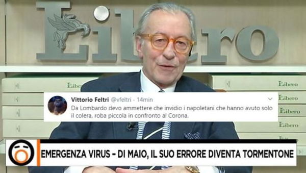 Vittorio Feltri e la macabra ironia sul coronavirus: «Invidio i napoletani che hanno avuto solo il colera»