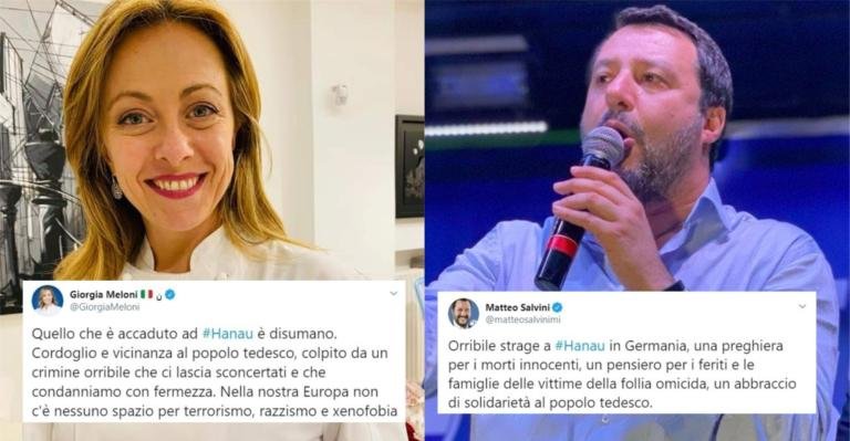 Meloni e Salvini: due modi differenti di raccontare e condannare la strage di Hanau