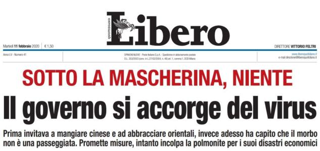 Libero sostiene che il governo si sia accorto solo adesso del Coronavirus article-post
