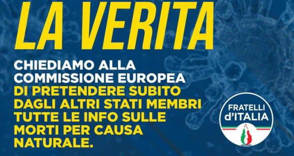 Coronavirus, Giorgia Meloni vuole che la Commissione UE chieda un report della morti naturali in Europa