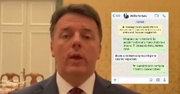 Matteo Renzi pubblica il testo del ‘messaggino’ a Fontana