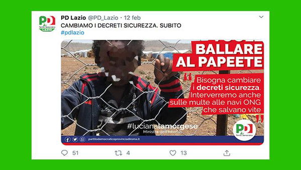 Il brutto manifesto del Pd Lazio sul bimbo migrante «che vuole ballare anche lui al Papeete»