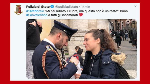 A San Valentino, la Polizia di Stato ha scartato un cioccolatino e ha condiviso la frase sui social