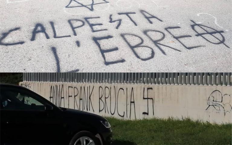 «Anna Frank brucia» e «Calpesta l’ebreo», le scritte antisemite a Pomezia