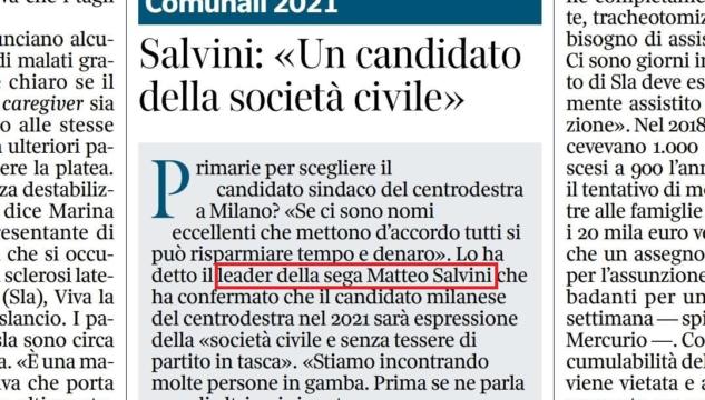Salvini leader della sega