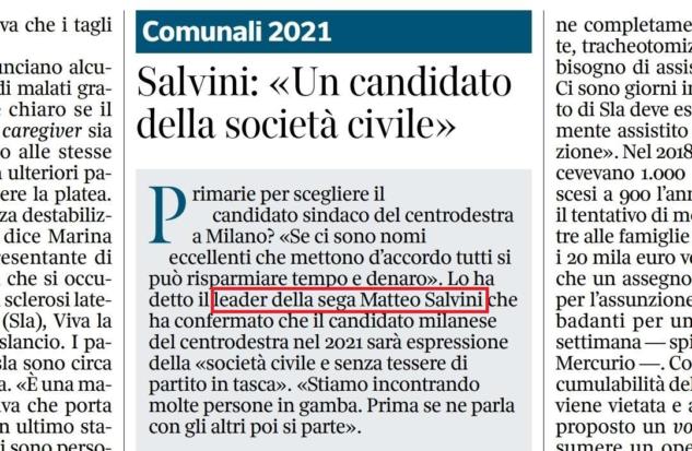 Salvini leader della sega