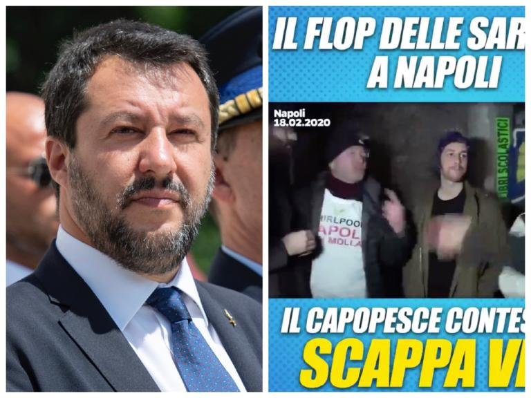 Salvini attacca il «capopesce» Mattia Santori per ‘la brutta figura di ieri sera’ a Napoli
