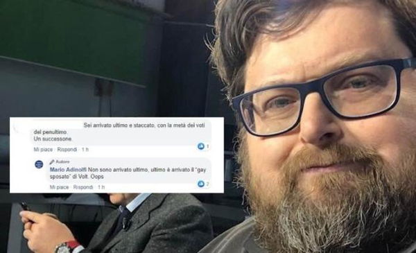 Adinolfi esulta per aver preso più voti del candidato «gay sposato»