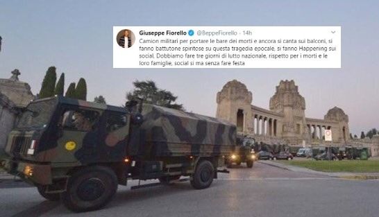 L’appello di Beppe Fiorello: «Basta cantare sui balconi. Dobbiamo fare tre giorni di lutto Nazionale»