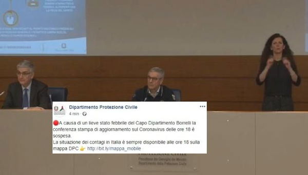 Borrelli ha la febbre, salta la conferenza stampa quotidiana della Protezione Civile