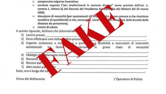 Bufala nuovo modulo autocertificazione