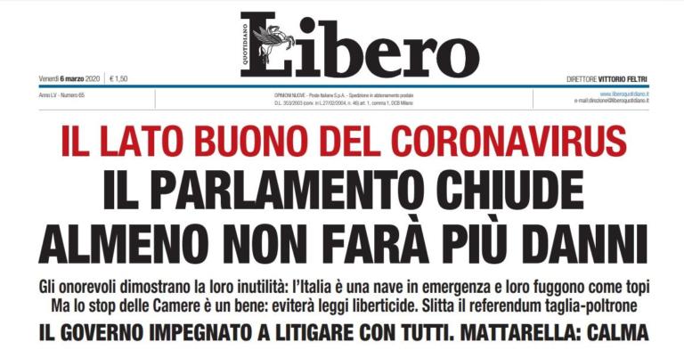 Ci risiamo: oggi Libero dice che i parlamentari «fuggono come topi»