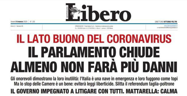 Ci risiamo: oggi Libero dice che i parlamentari «fuggono come topi»