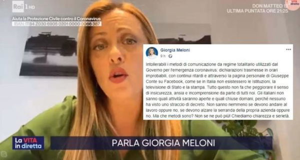 Meloni parla di «metodi di comunicazione da regime», mentre sui social rifioriscono i nostalgici di Mussolini