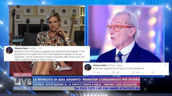 Feltri dice che Barbara D’Urso gli ha teso un agguato e preferirebbe il Coronavirus a lei