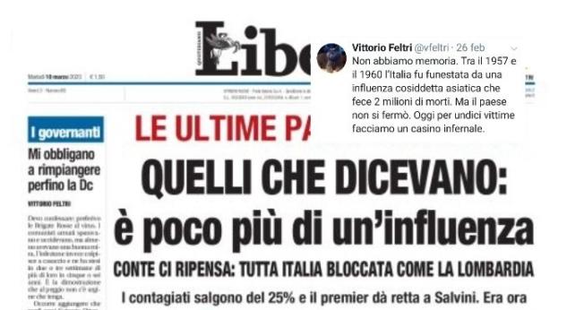Libero titola: «Quelli che dicevano ‘è poco più di un’influenza’». Ma lo diceva anche Feltri article-post