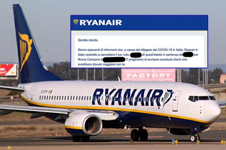 La pacatezza di Ryanair che cancella i voli «per il dilagare del Covid-19 in Italia»