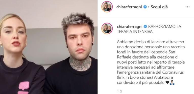 Quando la notorietà paga (tutti): la raccolta dei Ferragnez per le terapie intensive supera i 3 milioni