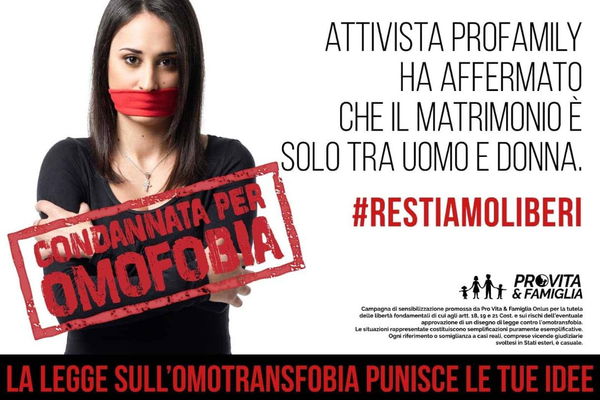 I manifesti fuorvianti di Pro Vita e Famiglia contro il Ddl Omobitransfobia