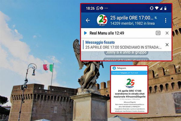 Su Telegram l’estrema destra si organizza per scendere in piazza il prossimo 25 aprile