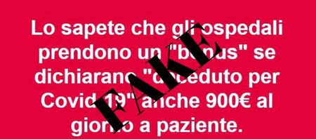 Il bonus da 900 euro agli ospedali per ogni «deceduto per Covid-19». La bufala nei gruppi no vax article-post