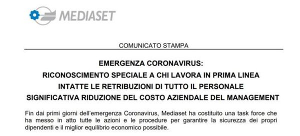 Mediaset taglia i compensi ai manager e dà un premio a operatori e giornalisti