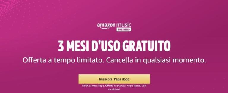 Amazon Music Unlimited gratis per tre mesi, come attivare la promozione