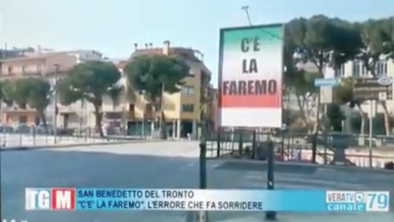 La vera storia del cartellone «C’è la faremo» a San Benedetto del Tronto