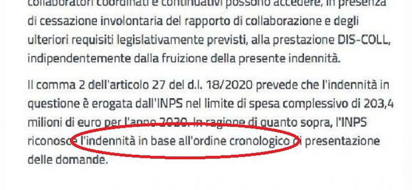 Qualcuno è riuscito a fare la domanda INPS, dubbi sull’ordine cronologico chiariti