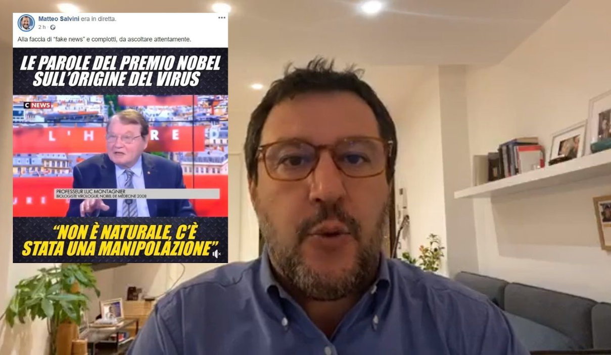 Salvini condivide l’intervista di Montagnier e commenta “alla faccia delle fake news” article-post