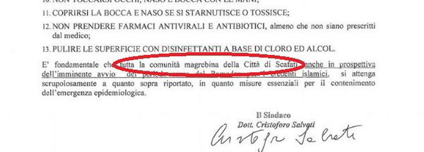 Per il sindaco di Scafati sono in particolare i magrebini a dover rimanere a casa e lavarsi le mani