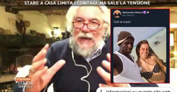 Il tweet (poi cancellato) di Meluzzi con la foto di Silvia Romano e l’amico: «Tutti al mare»