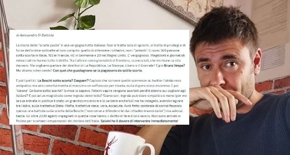 Quando Di Battista criticava le scorte ai politici solo «perché stanno sui cogli*ni agli italiani»