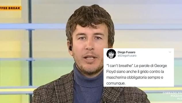 Diego Fusaro ironizza sulle ultime parole di George Floyd. Poi cancella il tweet article-post