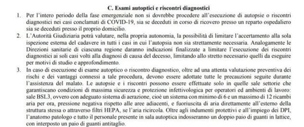 La bufala del governo che vieta le autopsie sui morti Covid-19